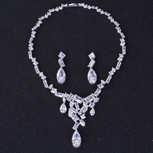 DOKOL Silver Color Jewelry Set For Brides Sparkling Water Drop Cubic Zirconia Earrings Sets bijoux femme DKS0033
