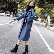 Мода г. осень зима хлопок толстый теплая длинная куртка для женщин с длинным рукавом двубортный тонкий сплошной Женский куртки пальто