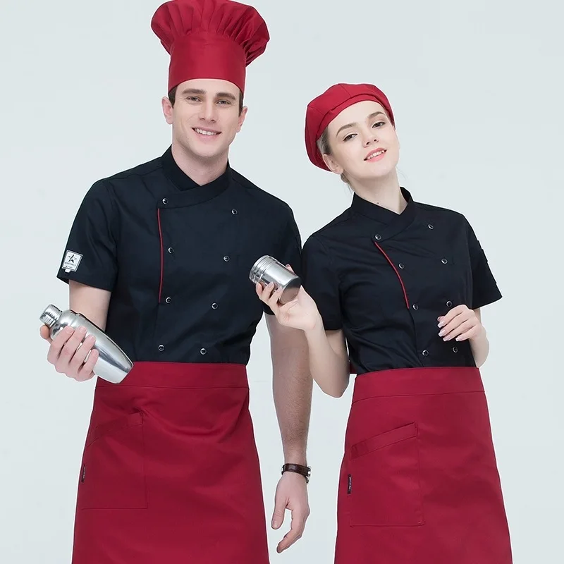 Летняя куртка шеф повара с коротким рукавом кухонная Униформа магазина Fastfood