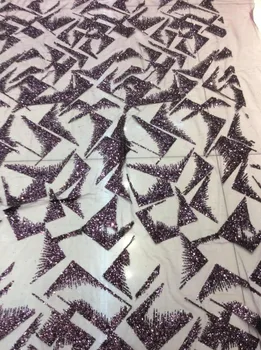 

Cyndi-101199 beaded glued glitter sequins lace fabric Hot selling African French net tulle Lace Fabric for party