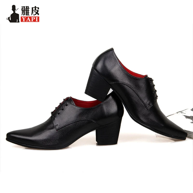 Mannen Echt Leer Lace Up Hoogte Toenemende Schoenen Designer Puntschoen  Hoge Hak Oxford Man|shoes high|shoes designershoes high heels - AliExpress