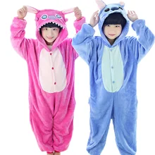 New Year Lilo Stitch font b Children s b font Cartoon Animal pajamas Flannel for Boys