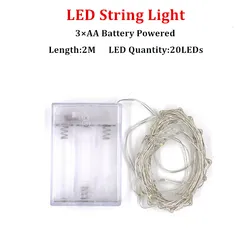 Enchanting Fairy String Lights - Battery Powered Silver LED Copper Wire (1M to 10M, 10 to 100 LEDs) - Multicolor (2M 20LEDs)