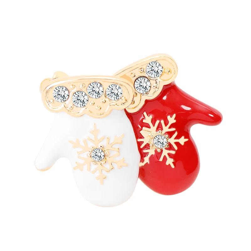 

Christmas Theme Brooch Pin Cute Delicate Red White Small Gloves Style Brooch Best Christmas Gift Accessories For Kids And Friend