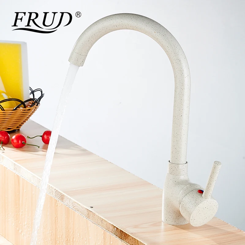 

Frud Kitchen Mixer 1 Holes Single Handle Single Hole Kitchen Faucet Sink Tap Wall Brushed Faucet Hot and Cold Water Y40092-3