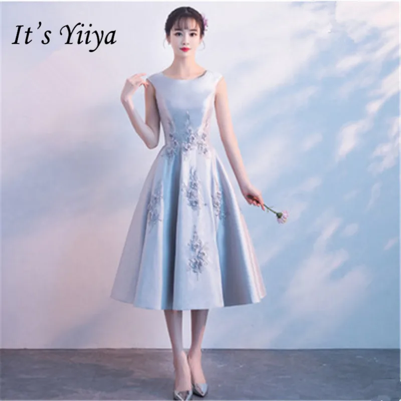 Это YiiYa o-образным вырезом без рукавов серые Элегантные платья невесты сзади кружева до линии Тонкий платье B046