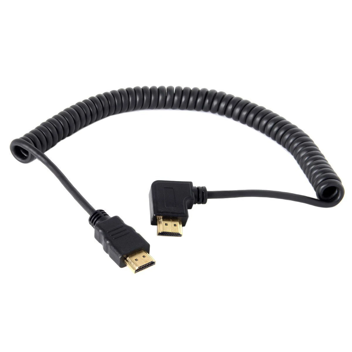 90 градусов прямоугольный HDMI к HDMI растягивающийся пружинный кабель для HDTV/DVB/DVD/PC 1,2 м черный Прямая поставка