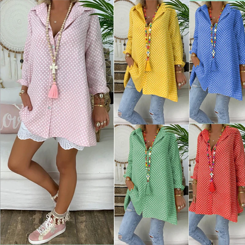 2019 new Women Spring Summer Casual Long Sleeve Shirt Blouses V-neck Streetwear Shirt Plus Size Loose Blusas Female
