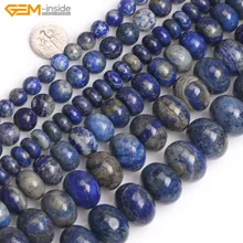 Драгоценный камень-внутри натуральный камень Бусины Рондель разделитель Lapis лазуритовые бусины для изготовления бижутерии браслет 15 Инче DIY бусины