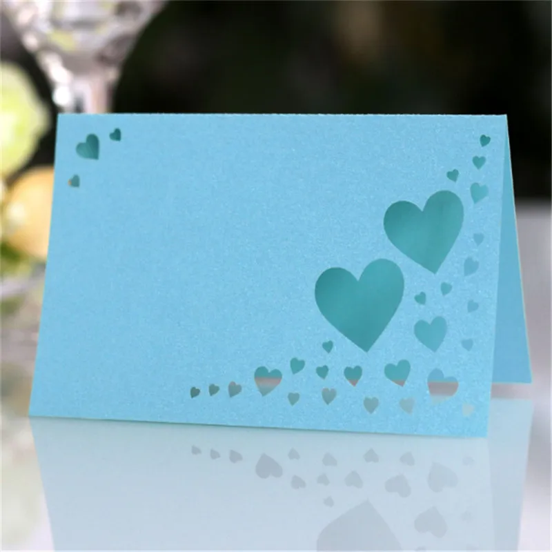 Свадебные визитки с картами для свадебной вечеринки, украшения стола разных цветов, 100 шт - Цвет: tiffany blue