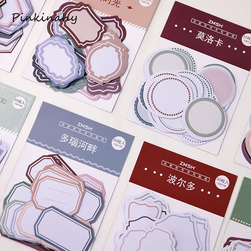 

50 pcs/lot Retro old time serise Stationery Label/Sticker White Label Write Name Sticker Blank Grid Label Child Sticker DT023