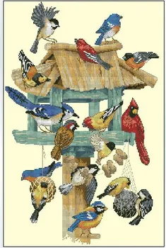 

14/16/18/27/28 Top Quality Lovely Cross Stitch Kit Feasting Frenzy Birds Bird Cardinals Nest dim 13683