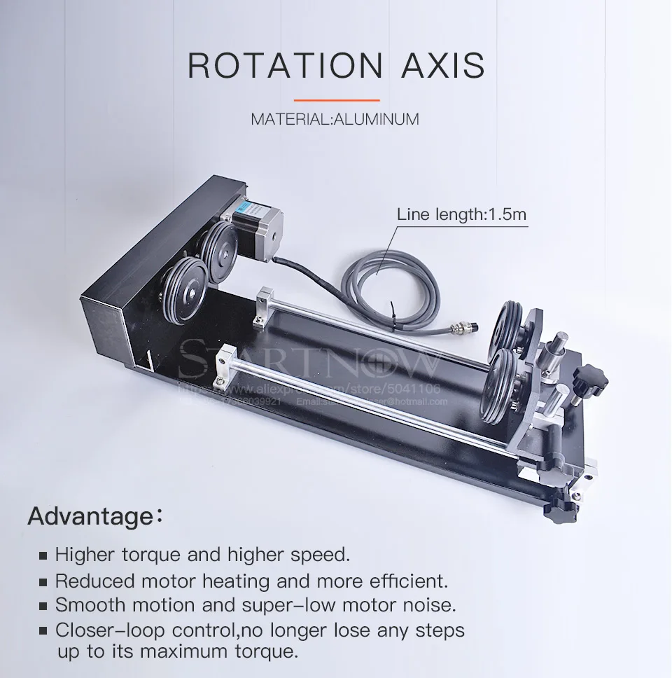 Вращение оси вращатель для гравировки крепления с ролики шаговые двигатели для CO2 ЧПУ лазерной гравировки резки модель А