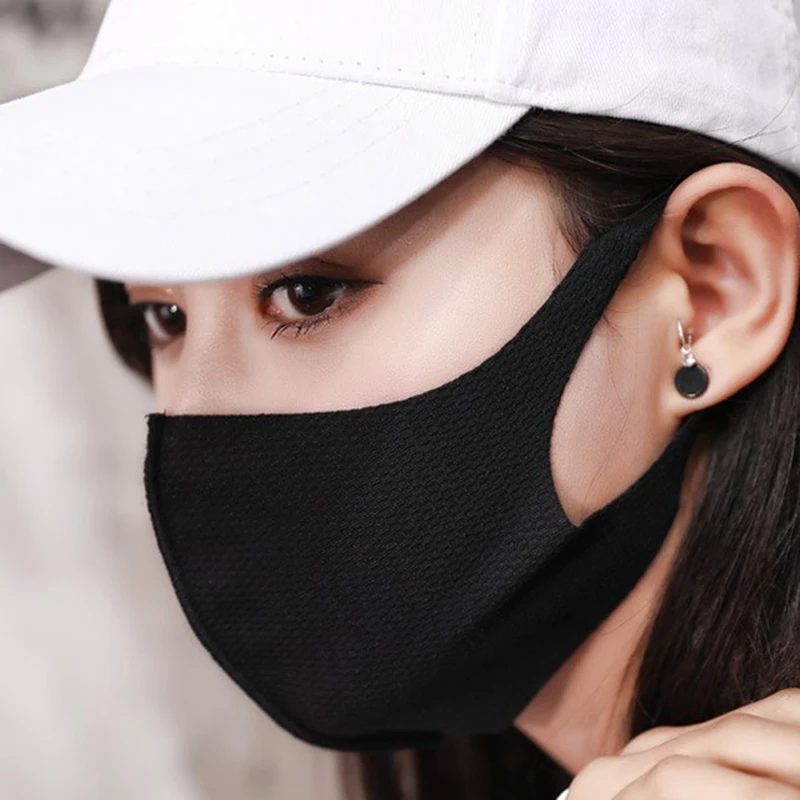 1PC Unisex Mask Soft Cotton Winter Breathing Mask Anti-Dust Earloop Mouth Face Cover Outdoor Riding Black