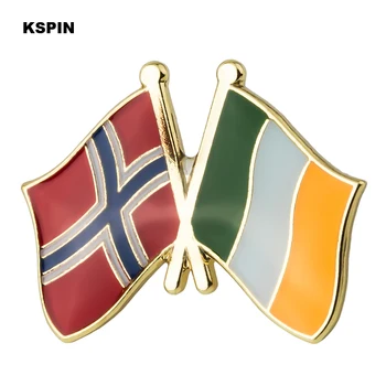 

Ireland & Norway Friendship Flag Lapel pin badges for clothes Pin badges safety pin brooch XY0493