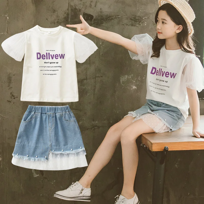 

Toddler Girl Clothes Summer Boutique Kids Clothing Girls Letter Shirt + Skirt Sets Clothing Teenage 7 9 10 12 Mode Enfant Fille