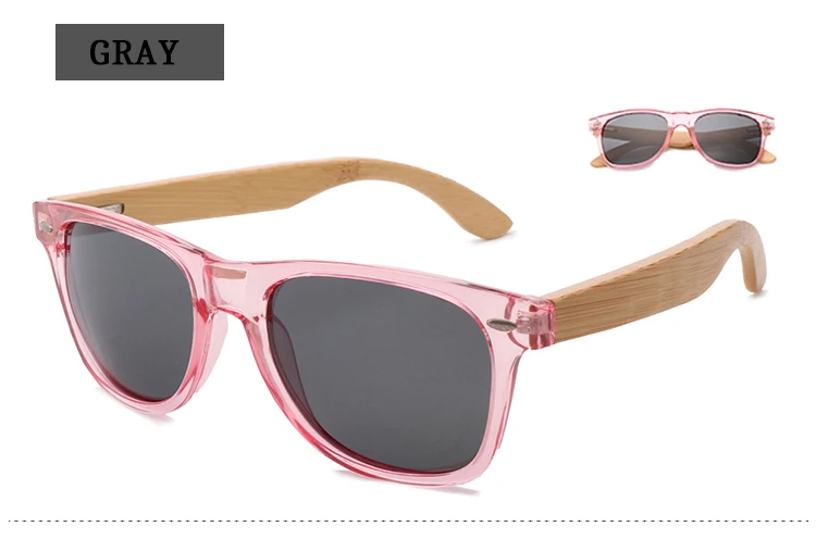 Новые модные женские очки чистые бамбуковые солнцезащитные очки ручной работы личности прозрачная оправа солнцезащитные очки поляризованные линзы TAC