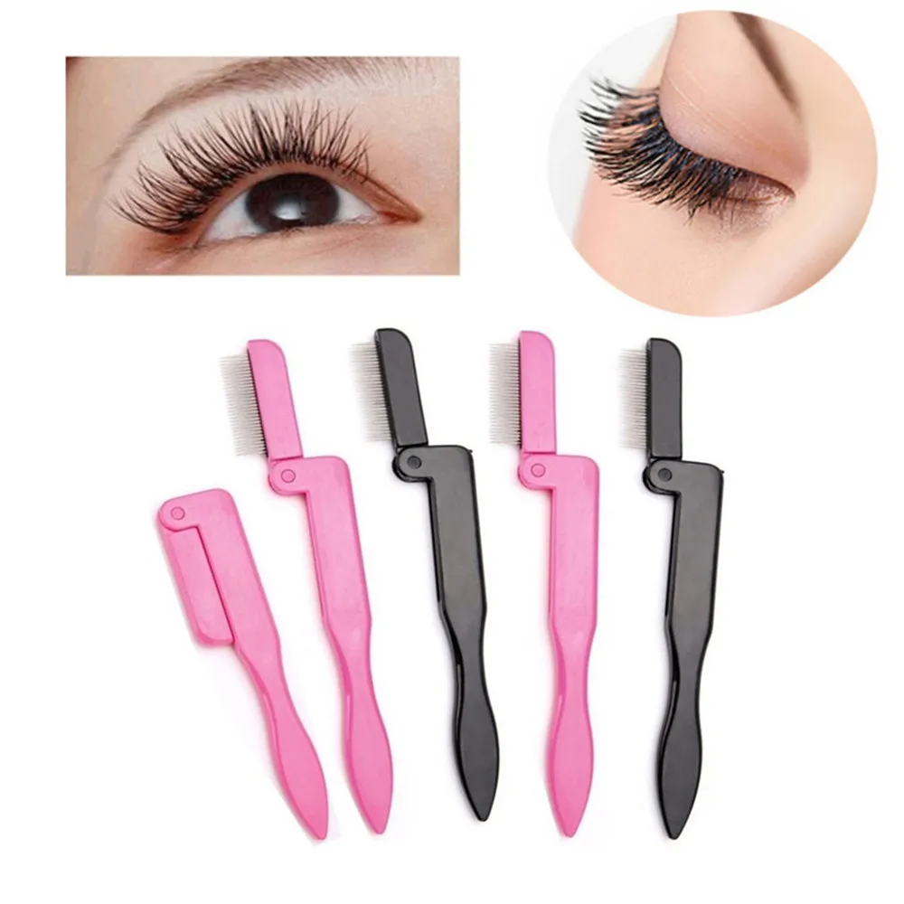 Random Color Foldable Eyelash Comb Makeup Brush Eyelash Extension Tool
