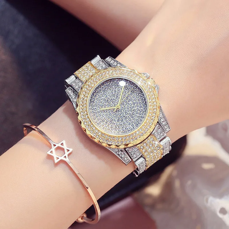 Лидер продаж Для женщин Часы мода Алмазная платье смотреть высокое качество роскошные женские наручные кварцевые часы дропшиппинг - Цвет: yellow gold silver