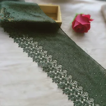

2 yards / Deep army green embroidery hollow water soluble lace skirt accessories decorative material 18 cm wide