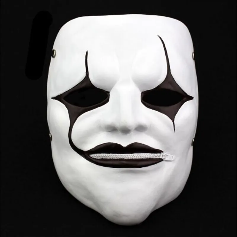 Тема фильма ужасов смолы маски вечеринка Хэллоуин одеты персонажи смешной Смешной клоун маска лицо slipknot молния рот маска - Цвет: Белый