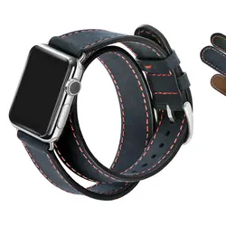 WAfeel для Apple Watch Series3, двойной Обёрточная бумага Crazy Horse Натуральная кожа часы ремешок для Apple Watch Series ремень