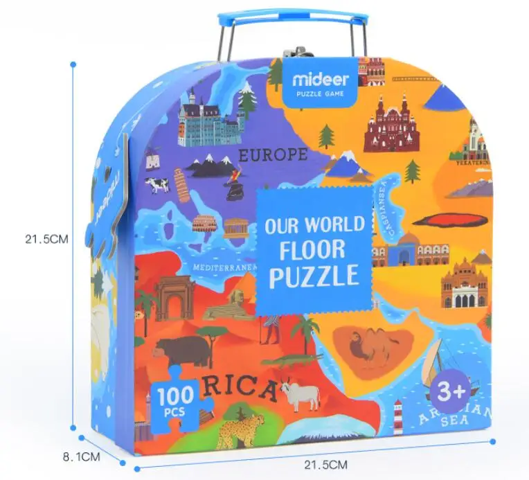 English edition children World map puzzle model 100 pieces of human geography puzzle Geography educational