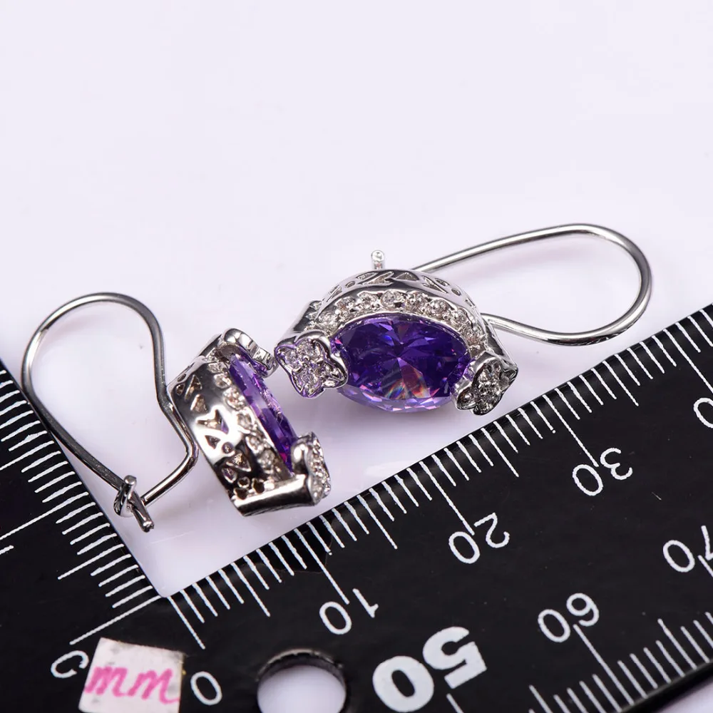 Фиолетовые Кристальные женские серьги из циркония 925 пробы серебряные серьги TE726