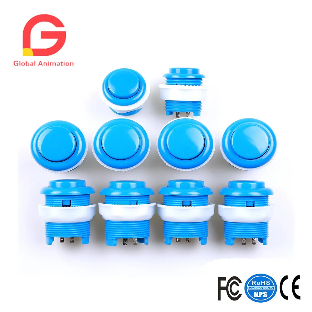 

10pcs Arcade Push Buttons kit with microswitches & Fix Rings For Arcade Fighting Games Projects Mame/ Jamma Arcad
