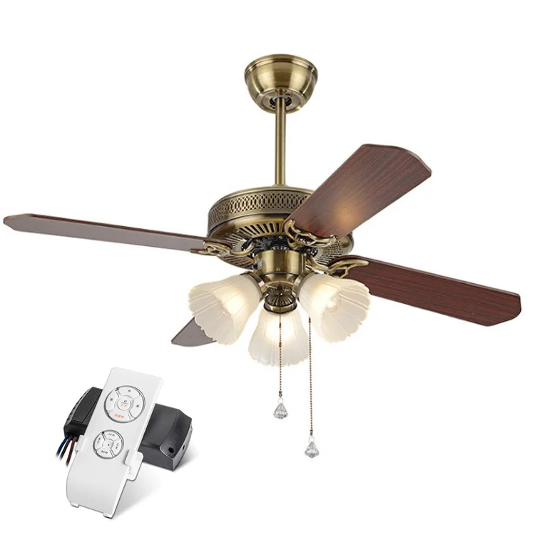 Black Vintage Ceiling Fan With Lights Remote Control Ceiling Light Fan E27 Bulbs 