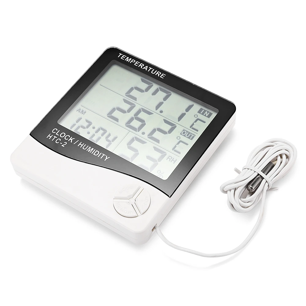 

Weather Station Digital LCD Temperature Humidity Meter Indoor / Outdoor Room Thermometer Clock Hygrometer with Probe Sensor