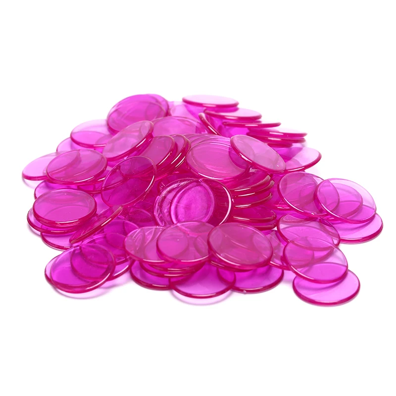 100pcs Count Plastic Poker Chips Casino Carnival Bingo Markers Token Fun Family Club Board Games Toy Creative Gift 8 Colours - Цвет: Rose red