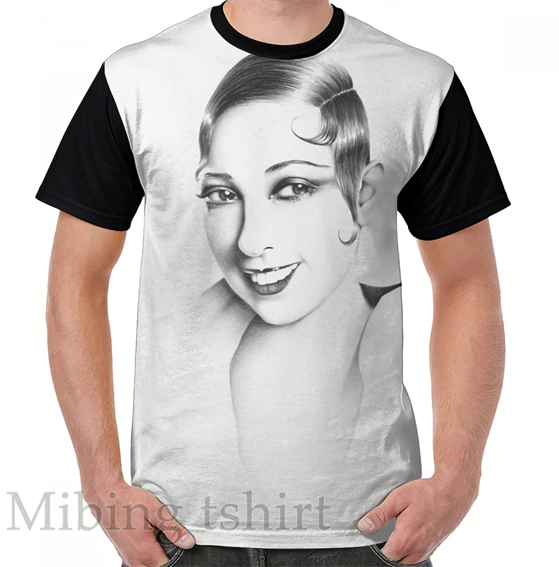 Забавная Мужская футболка с принтом, женские топы, футболка Josephine Baker Minimal Portrait Graphic, футболка с круглым вырезом и коротким рукавом, повседневные футболки