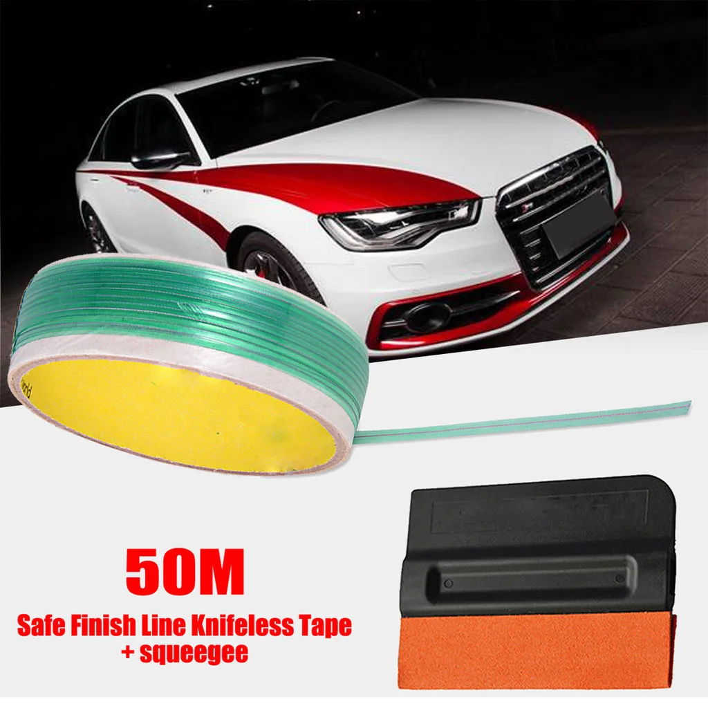 

50M Safe Finish Car Line Knifeless Tape+Squeegee For Vinyl Wrapping Cutting Trim