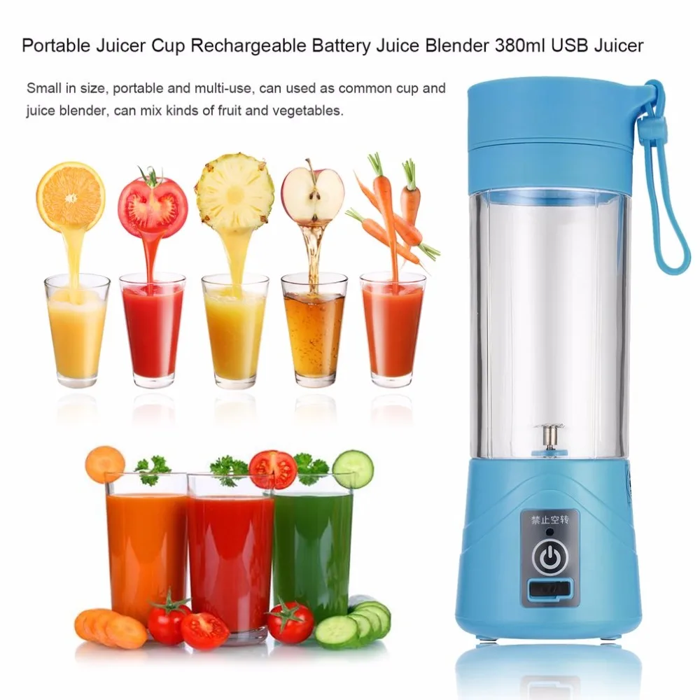 10pcs/lot Portable Juicer Cup Rechargeable Battery Juice Blender 380ml
