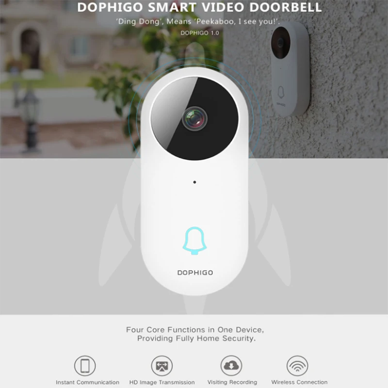 DOPHIGO 960P умный беспроводный дверный звонок Беспроводной безопасности визуальное