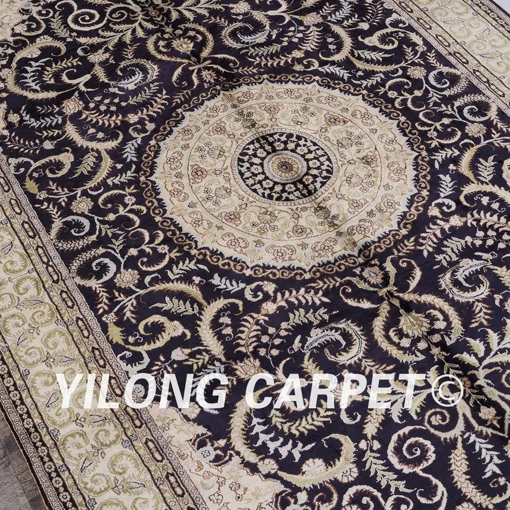 YILONG 5'x8' темно синий восточные турецкие шелковые ковры ручной работы