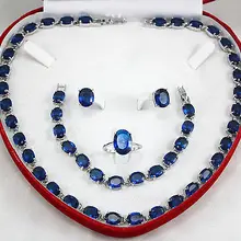 Дизайн Очаровательное синее циркониевое ожерелье серьги браслет набор AAA+ коробка кристалл для женщин Свадьба