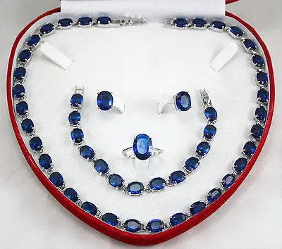 Новый дизайн Очаровательное синее циркониевое ожерелье серьги браслет набор AAA + коробка кристалл для женщин Свадьба Новый дизайн Очаровательное синее циркониевое ожерелье серьги браслет набор AAA + коробка кристалл для женщин Свадьба