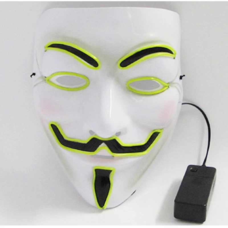 Светодиодный маска украшение «сделай сам» DJ Зефир Хэллоуин v for vendetta» клоун страшная маска для Хэллоуина Косплэй Опора вечерние барные