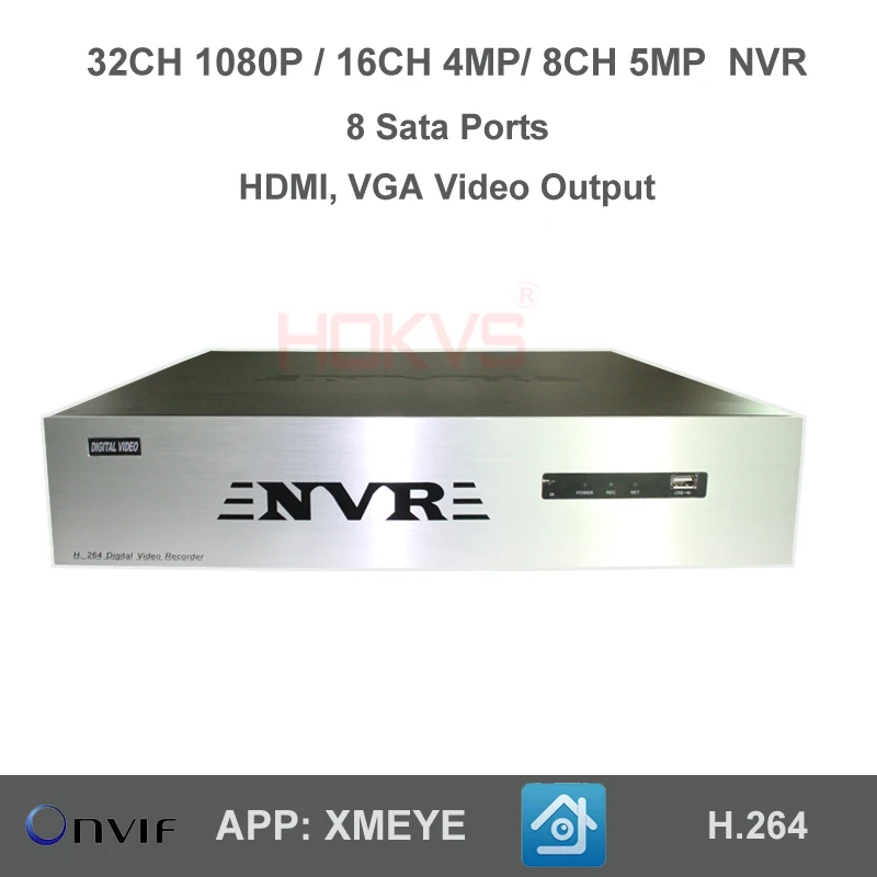 Hokvs 32CH NVR CCTV канал 1080 P 720 960 2mp мегапиксельная HD 1 МП 4mp 5mp ONVIF 1u сеть Запись видео P2P для