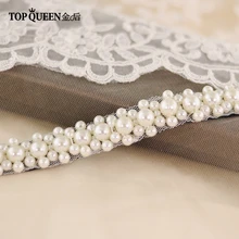 TOPQUEEN S184 свадебный пояс роскошные пояса с отделкой жемчугом атласный пояс для невесты Свадебные аксессуары ремни женские ремни