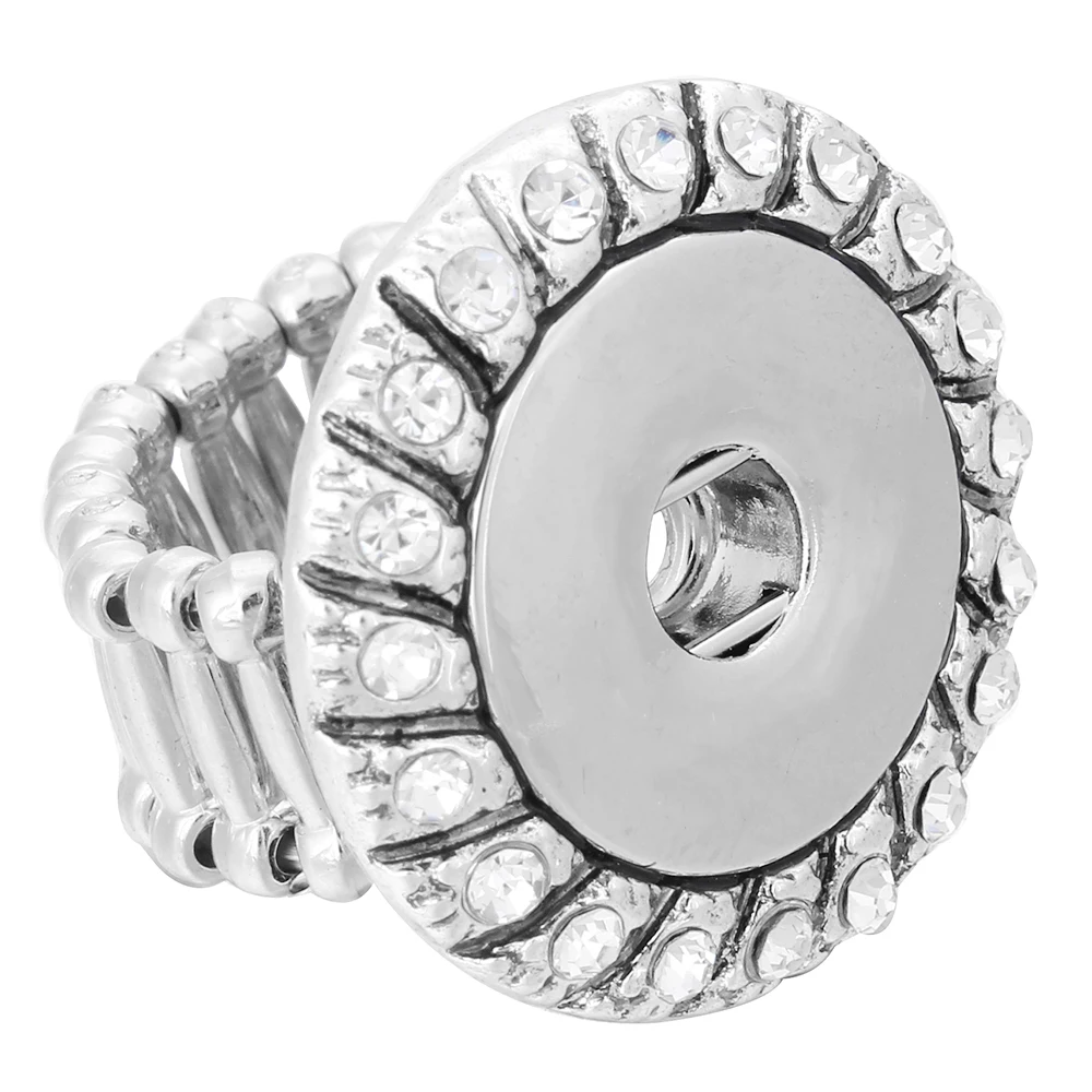 

10pcs/lot High Quality Crystal Elastic Adjustable Snap Ring Snap Button Rings For Snap Jewelry Fit 18mm Snap Buttons Jewelry