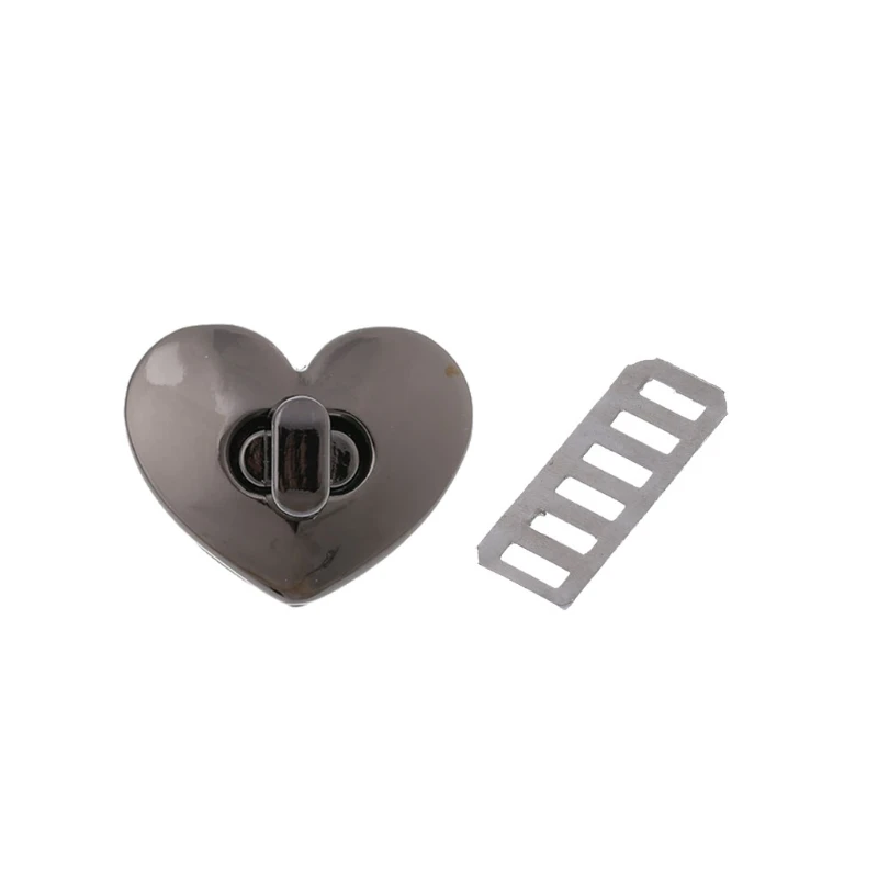 THINKTHENDO 1 шт. застежка в форме сердца Поворотная Блокировка замка металлическая фурнитура для DIY сумка-кошелек - Цвет: Черный