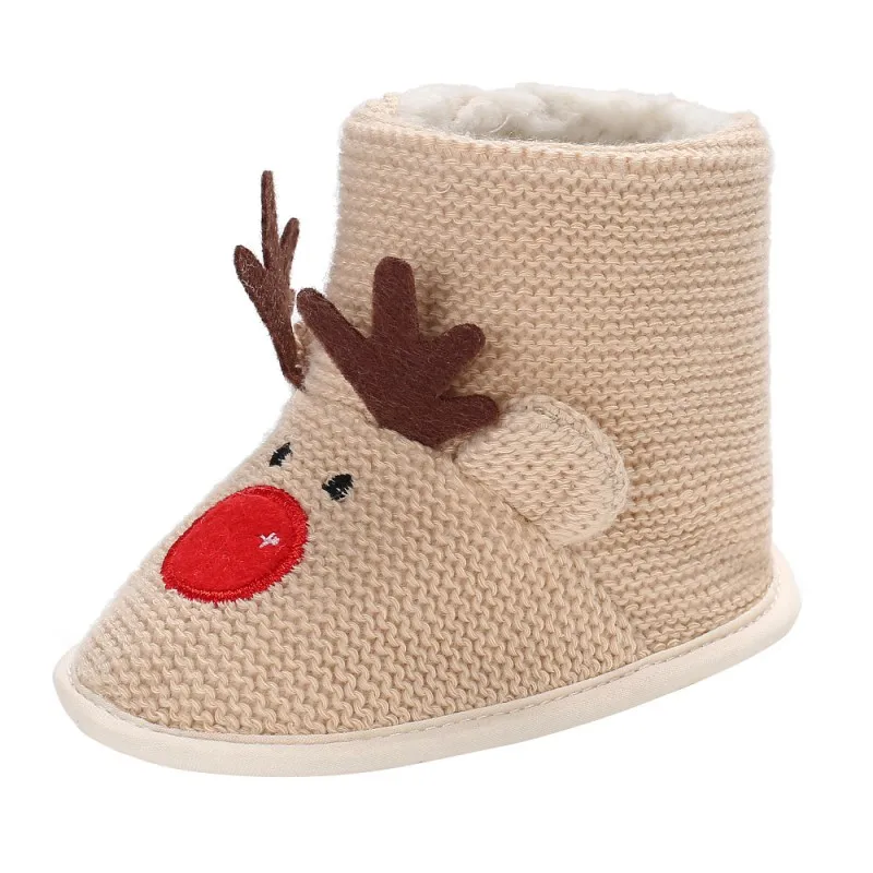 Зимние теплые маленькие девочки и мальчики обувь Рождественский с оленями детские зимние ботинки для девочек; одежда для малышей; для детей 0-18 м M1