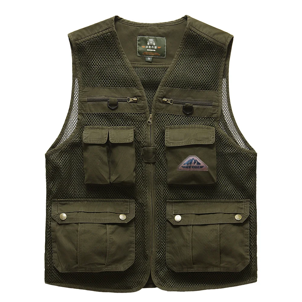 

Brand Male Vest Men Colete Masculino Casual Mesh Waistcoat Plus Size 3XL Loose Multi-pockets Photography Vest Male