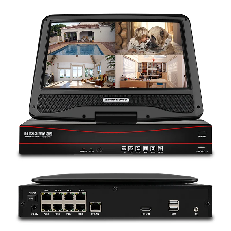 Techage 8CH 1080P 48V POE NVR 10 1 &quotЖК монитор экран XMEYE 802.3af P2P ONVIF сетевой видеорегистратор для