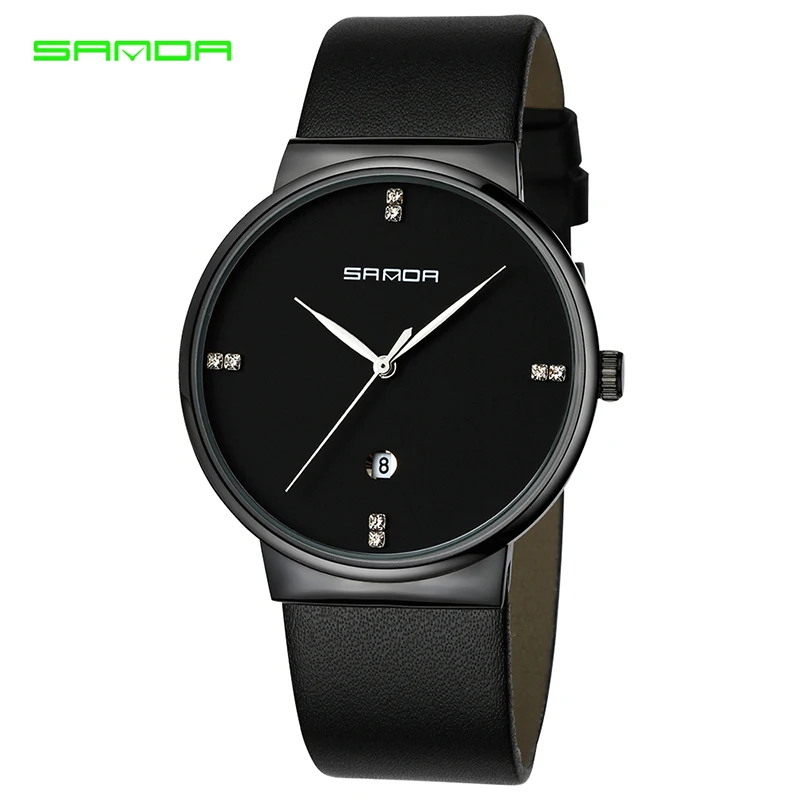 

SANDA Luxury Brand Men's Watch Fashion Dress Waterproof Watch Men's Date Clock Man Leather Wristwatch Relogio Masculino 2018