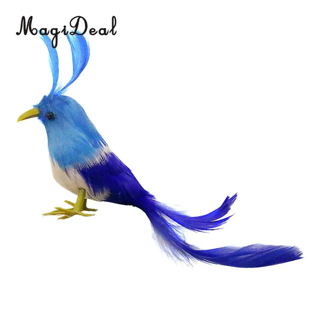MagiDeal Realistic Artificial Feathered Fake Mini Birds Garden Decoration Figurine Miniature Model Long Tail