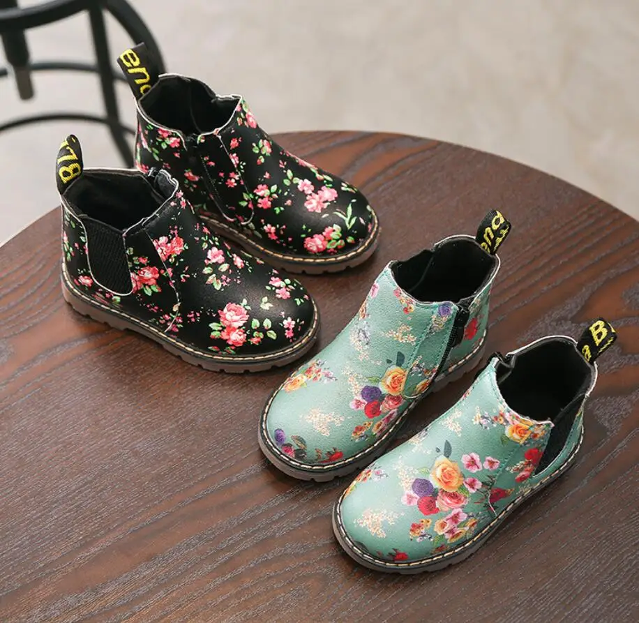 

Fashion Printing Children Shoes Girls Boots PU Leather Cute Baby Boots Ankle Kids Girl Martin Shoes Size 21-36 Running Shoes